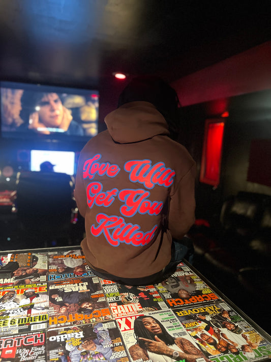 LOVE WILL GET YOU K*LLED VELCRO PATCH HOODIE